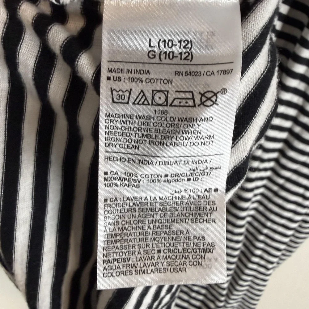 Old Navy Dress Girls 10-12 Black White Stripe Skater Scoop Neck Jersey Casual